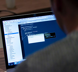 computer screen displaying programming language code